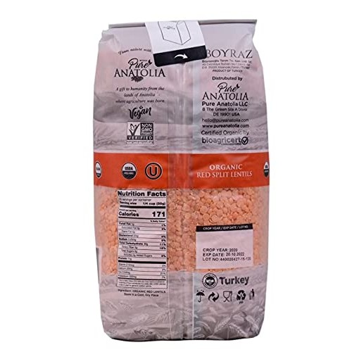 Organic Raw Red Split Lentil | 2.2 Lbs 35.2 Oz | Pack Of 2 All