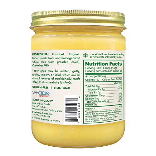 Grassfed Organic Original Ghee - By Pure Indian Foods, 14 Oz, Pa