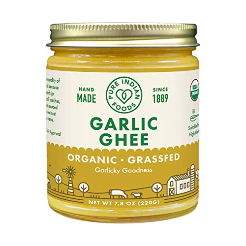Organic Grassfed Garlic Ghee - By Pure Indian Foods, 7.8 Oz, Cla