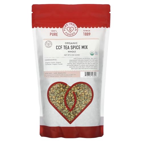 Pure Indian Foods Organic CCF Tea Spice Mix, Whole, 8 oz 226 g
