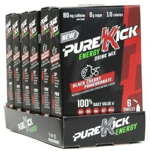 Pure Kick Energy Drink Mix Black Cherry Pomegranate 6 Boxes 6 S...