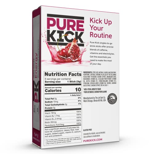 PURE KICK Energy Singles To Go Drink Mix, Black Cherry Pomegrana...