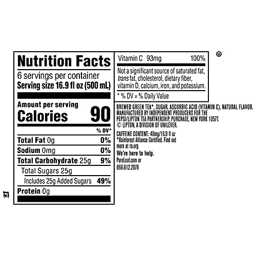 Pure Leaf Green Iced Tea , 16.9 Fl Oz Pack of 6