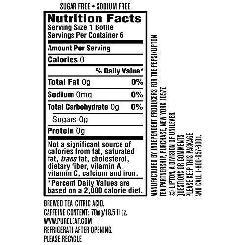 Pure Leaf Iced Tea, Unsweetened Black Tea, 18.5Oz Bottles 12 Pack