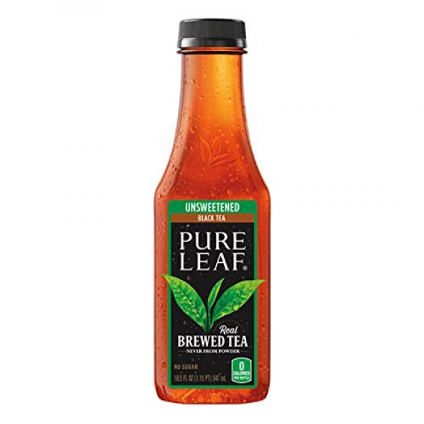 Pure Leaf Iced Tea, Unsweetened Black Tea, 18.5Oz Bottles 12 Pack