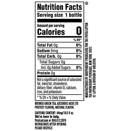 Pure Leaf Iced Tea, Unsweetened Green Tea, 18.5 Oz Bottles 12 P...