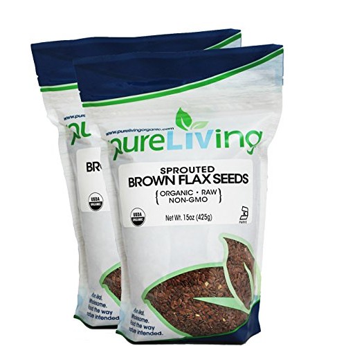 Pure Living Sprouted Brown Flax Seeds, 2 Packs -15 Ounce Each