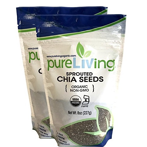 Pure Living - Organic Sprouted Chia Seeds, 2 Packs - 8 Ounce Each