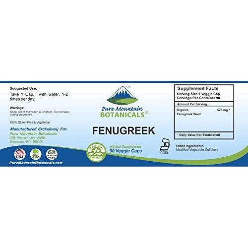 Fenugreek Capsules - 90 Kosher Vegan Caps - Now With 575Mg Organ