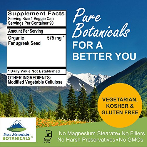 Fenugreek Capsules - 90 Kosher Vegan Caps - Now With 575Mg Organ