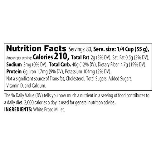 Hulled Millet 10 Lb Whole Grain, High In Fiber, Protein-Rich,