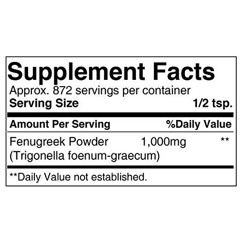 Natural Fenugreek Powder, 2 Lb, 1000 Mg Serving, Trigonella Foen