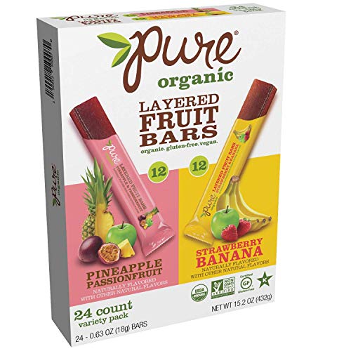 Pure Organic Layered Fruit Bars Pineapple Passionfruit; Strawbe