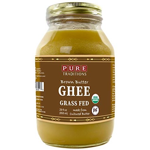 Organic Paleo Cultured Brown Butter Ghee, Grass Fed, Casein And