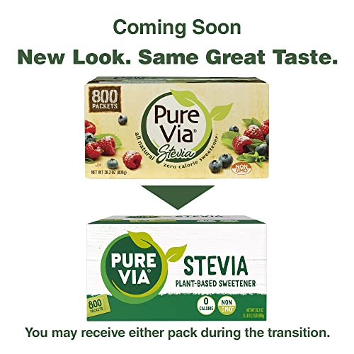 Pure Via Stevia Sweetener Packets, Sugar Substitute, Natural Swe