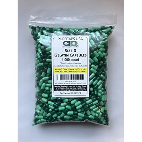 Purecapsusa - 1,000 Fillable Light/Dark Green Empty Gelatin Caps