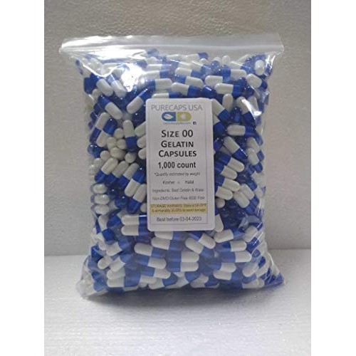Purecapsusa - Sapphire Blue/White Fillable Empty Gelatin Capsule