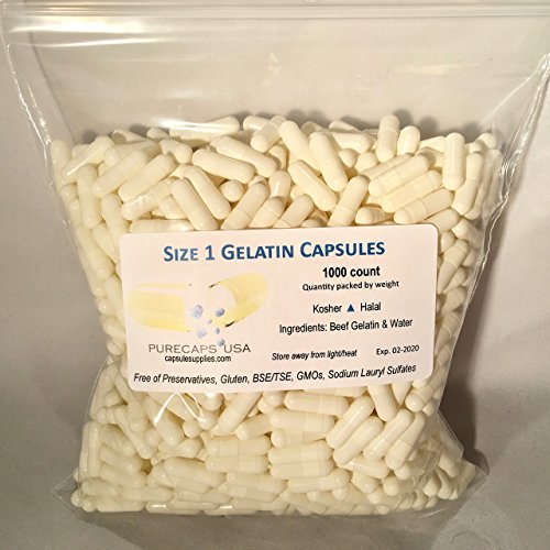 Purecapsusa Size 1 1,000 Fillable White Gelatin Capsules