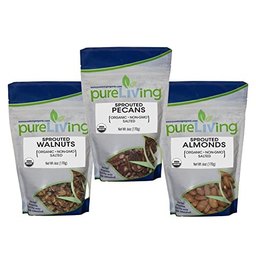 PureLiving SPROUTED Organic Almonds, Pecans, and Walnuts with Sa...