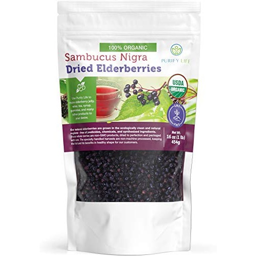 Usda Organic Dried Elderberries - 1Lb Bulk - All Natural Free Of