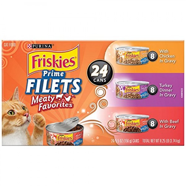 Purina Friskies Gravy Wet Cat Food Variety Pack, Prime Filets Me...