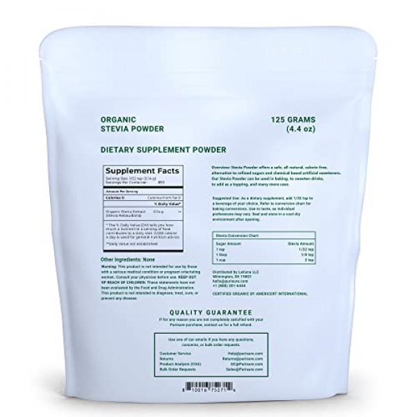 All Natural Stevia Powder 125G 846 Servings, Highly Concentrat