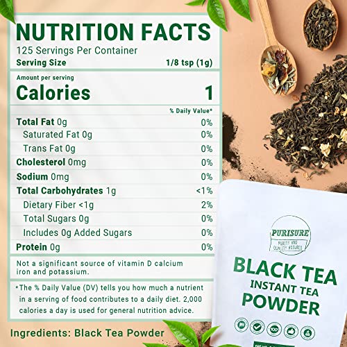 Purisure Instant Black Tea Powder, 125g, 100% Pure Unsweetened B...