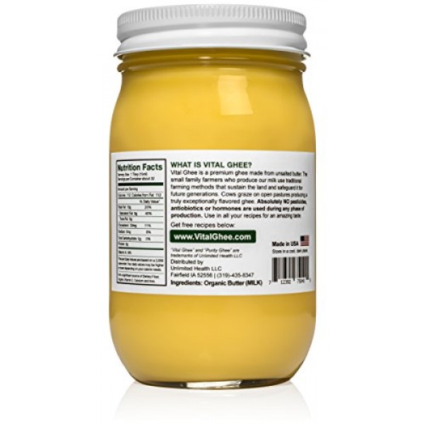 Keto Friendly Grass Fed Ghee Clarified Butter From Grass-Fed Cow...