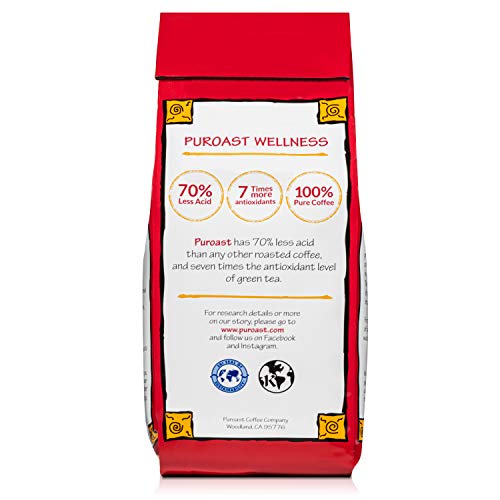 Puroast Low Acid Ground Coffee, Premium Half Caff French Roast,