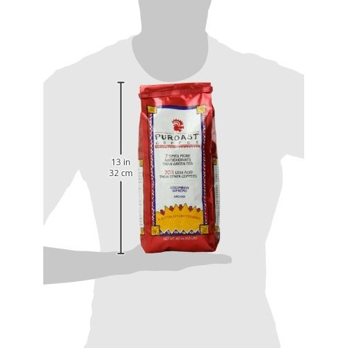 Puroast Low Acid Ground Coffee, Colombian Supremo Blend, High An
