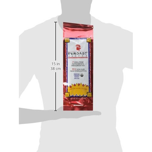 Puroast Low Acid Ground Coffee, Organic French Roast, High Antio