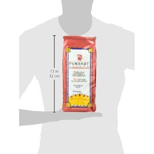 Puroast Low Acid Whole Bean Coffee, Decaf House Blend, High Anti