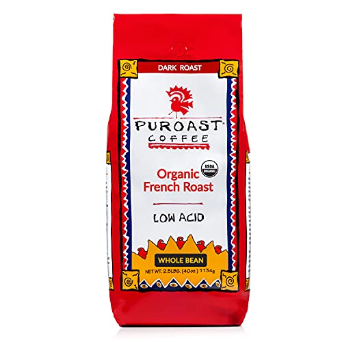 Puroast Low Acid Whole Bean Coffee, Organic French Roast, High A