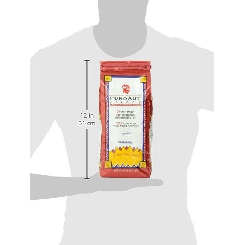 Puroast Low Acid Whole Bean Coffee, Vanilla Flavor, High Antioxi
