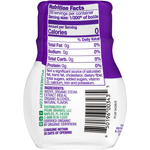 Pyure Organic Liquid Stevia Extract Sweetener, Simply Sweet, Sug