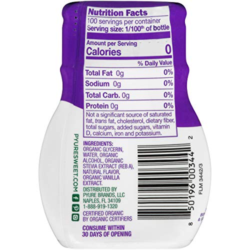 Pyure Organic Liquid Stevia Extract Sweetener, Vanilla, Sugar Su