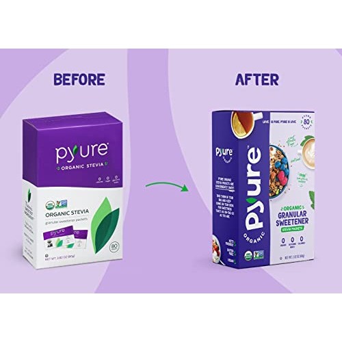 Pyure Organic Stevia Sweetener Packets, Granulated Sugar Substit