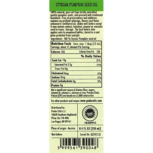 Pödör Premium Styrian Pumpkin Seed Oil - 8.4 Fl. Oz. - Cold-Pres