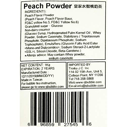 Qbubble Tea Powder, Peach, 2.2 Pound