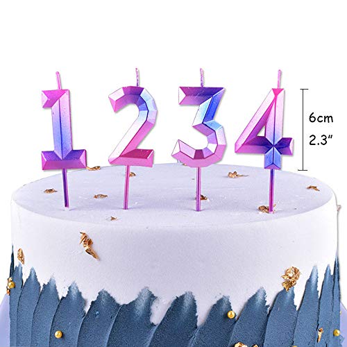 Contrast Color Purple - Pink Number 3 Cake Candle For Birthday T