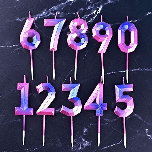 Contrast Color Purple - Pink Number 3 Cake Candle For Birthday T