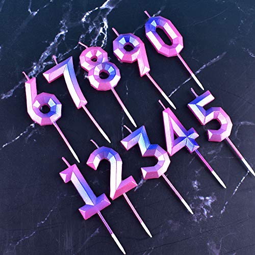 Contrast Color Purple - Pink Number 3 Cake Candle For Birthday T