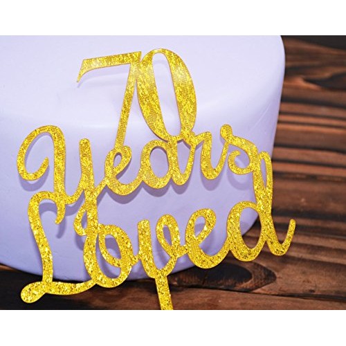 Qttier 70 Years Loved 70Th Happy Birthday Cake Topper Anniversar