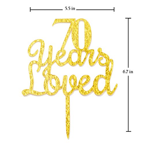 Qttier 70 Years Loved 70Th Happy Birthday Cake Topper Anniversar