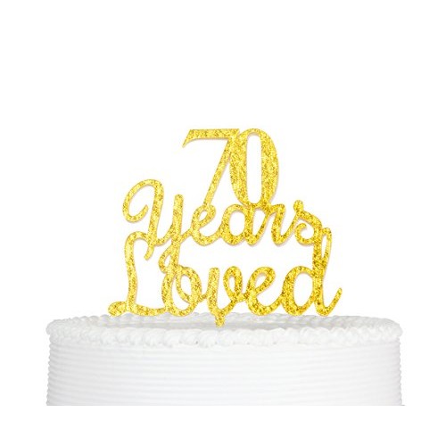 Qttier 70 Years Loved 70Th Happy Birthday Cake Topper Anniversar