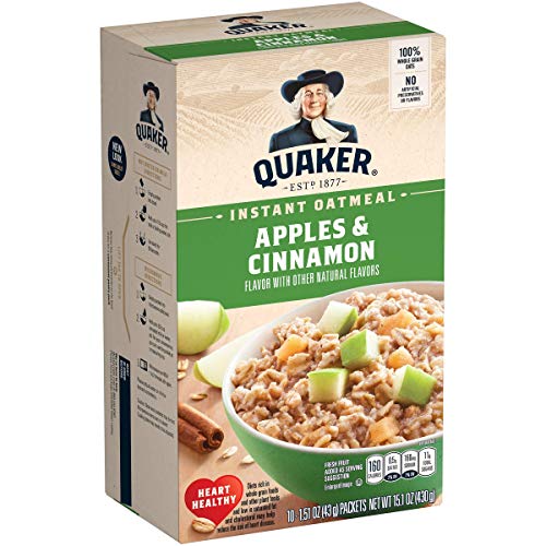 Quaker, Instant Oatmeal, Apples And Cinnamon, 10 Ct