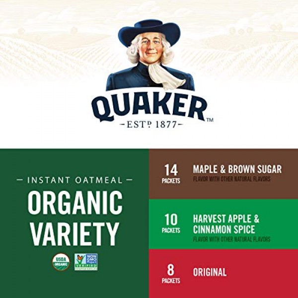Quaker Instant Oatmeal, USDA Organic, Non-GMO Project Verified, ...