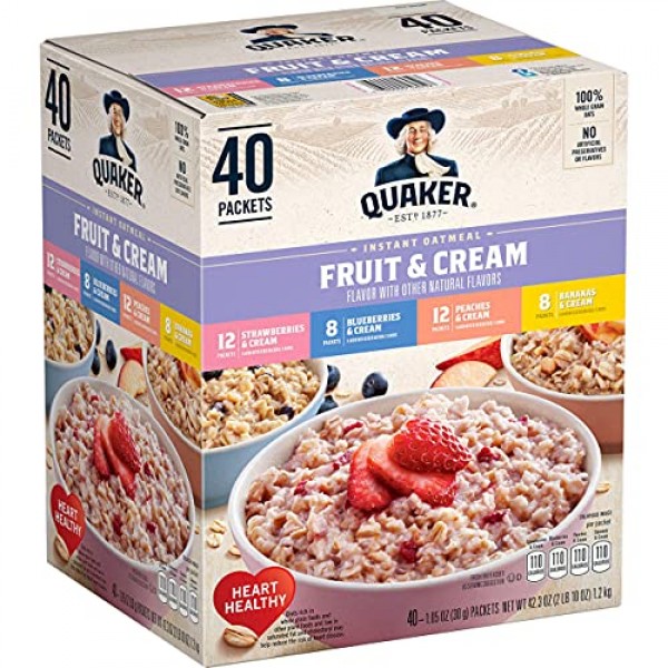 Quaker Quaker Instant Oatmeal Fruit And Cream Flavors 40 X 1.05