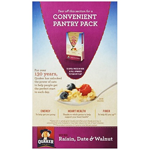 Quaker Instant Oatmeal Raisin, Date &Amp; Walnut, 1.3 Ounce Packs -