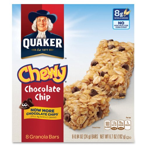 Quaker Oats 31182 Chewy Granola Bars, 6.7Oz., 8/Bx, Chocolate Chip